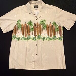 Hawaiian Reserve Collection Surf Boards & Palms Trees Made In USA Men's Large